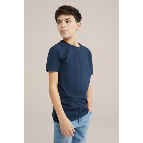 WE Fashion basic T-shirt marineblauw afbeelding