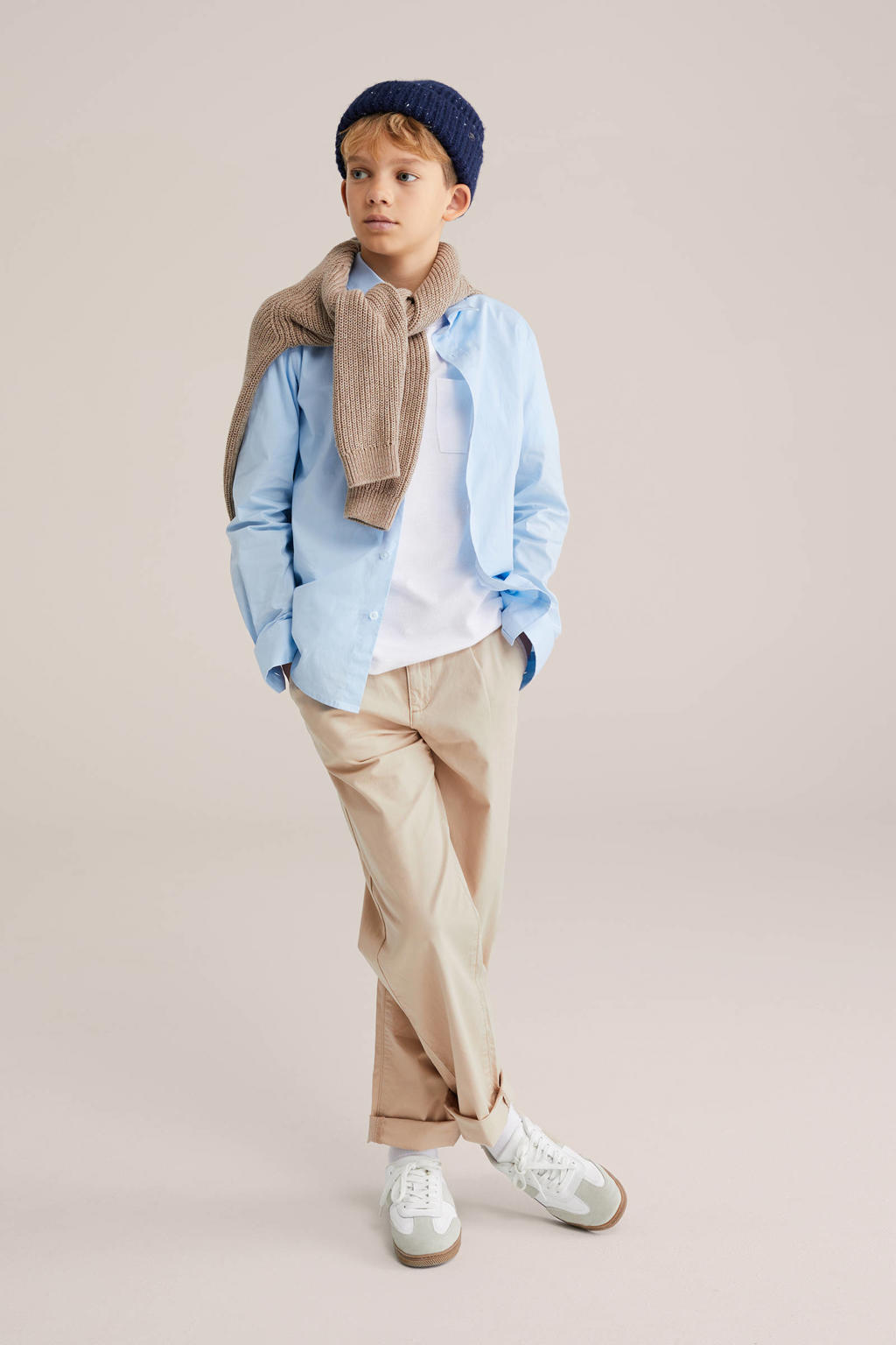 WE Fashion overhemd + vlinderstrikje lichtblauw