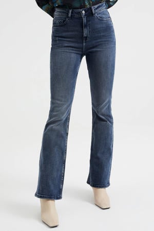 high waist flared jeans dark denim