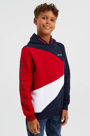 hoodie rood/wit/donkerblauw
