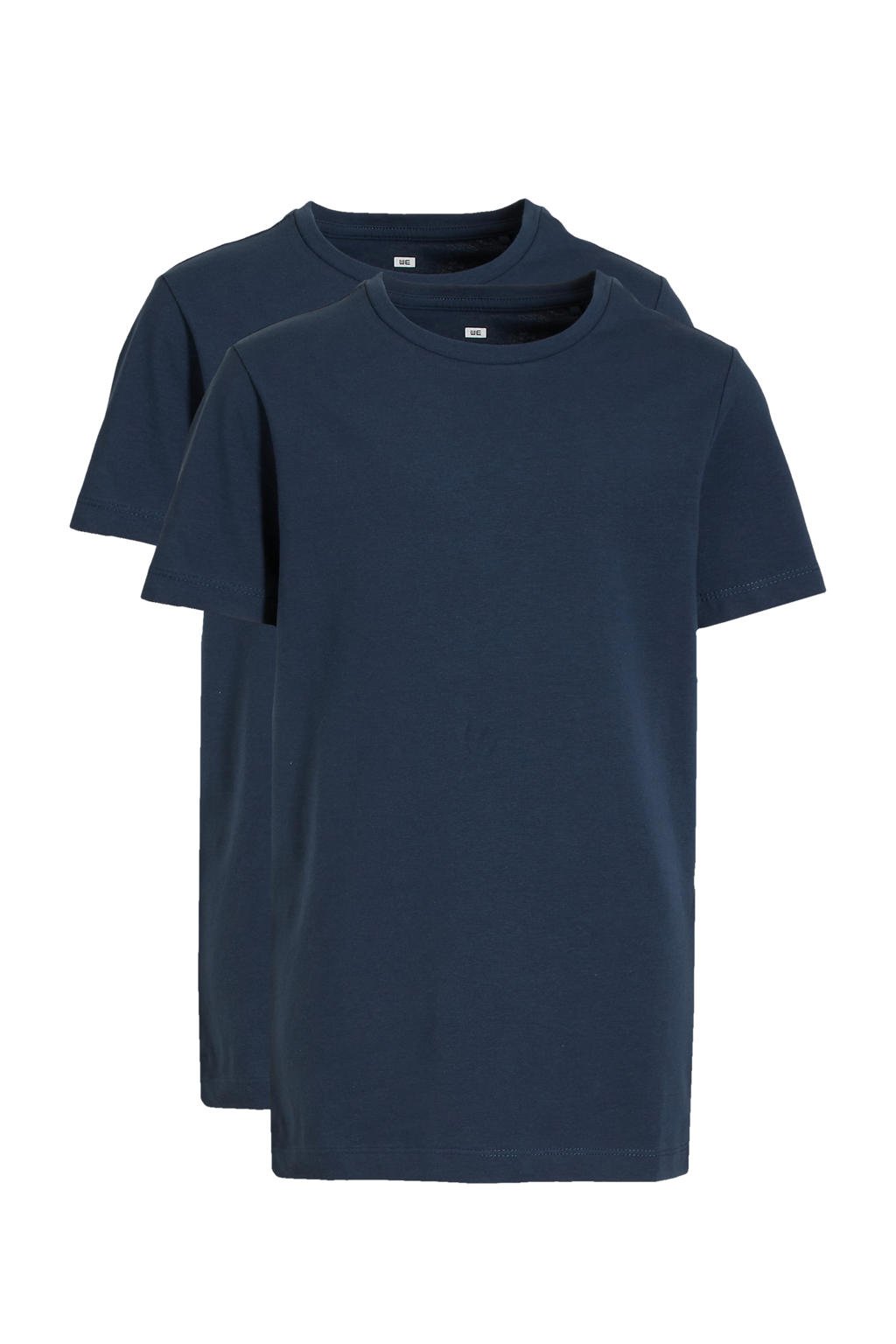 WE Fashion T-shirt - set van 2 donkerblauw