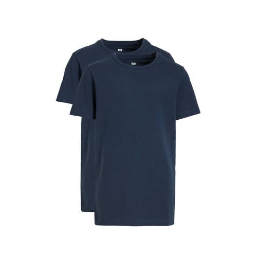 WE Fashion T-shirt - set van 2 donkerblauw