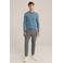 WE Fashion regular polo fijn gebreid lichtblauw