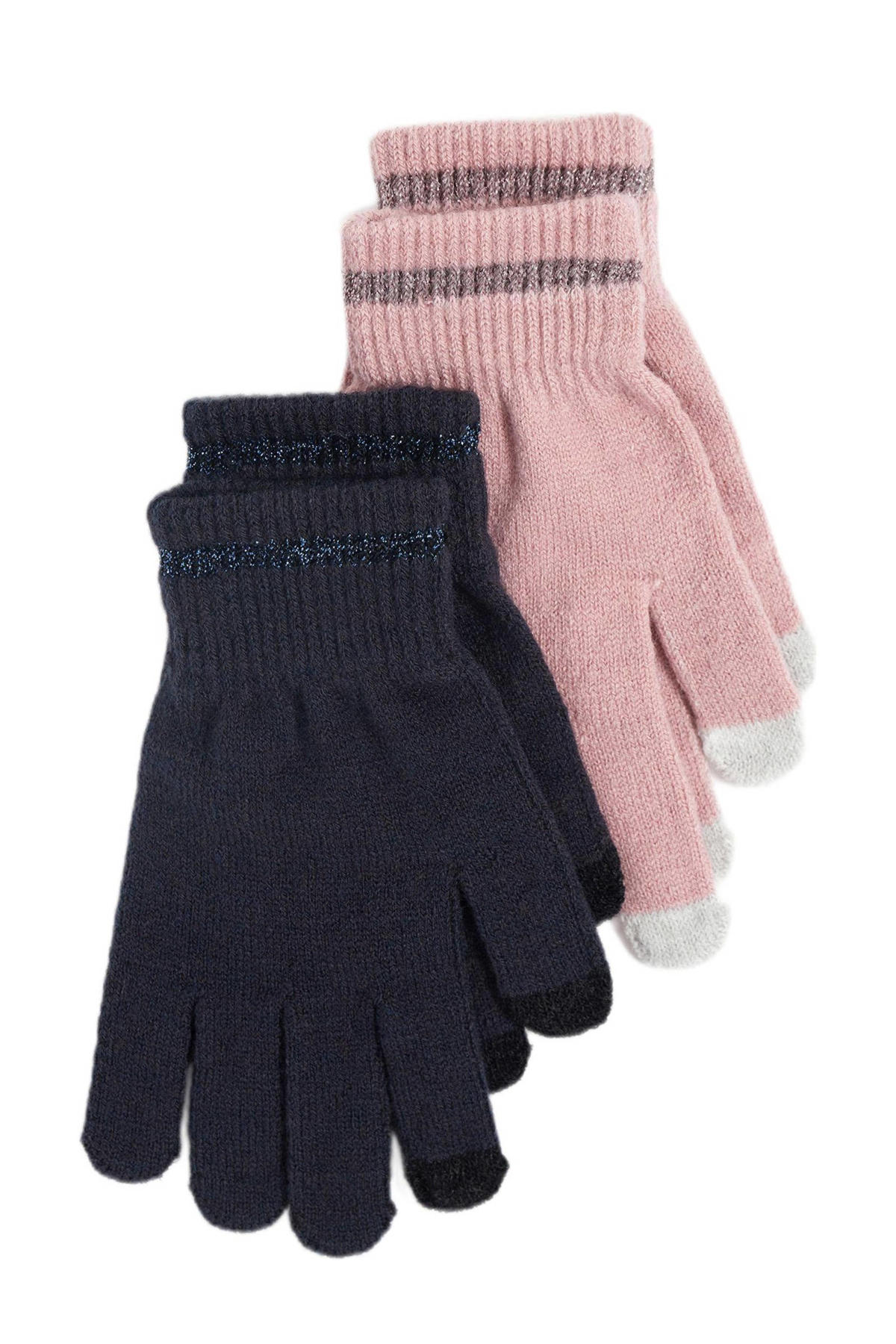 Kerstmis Schema Darmen WE Fashion handschoenen - set van 2 donkerblauw/lichtroze | wehkamp
