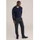 WE Fashion fijngebreide regular fit polo donkerblauw