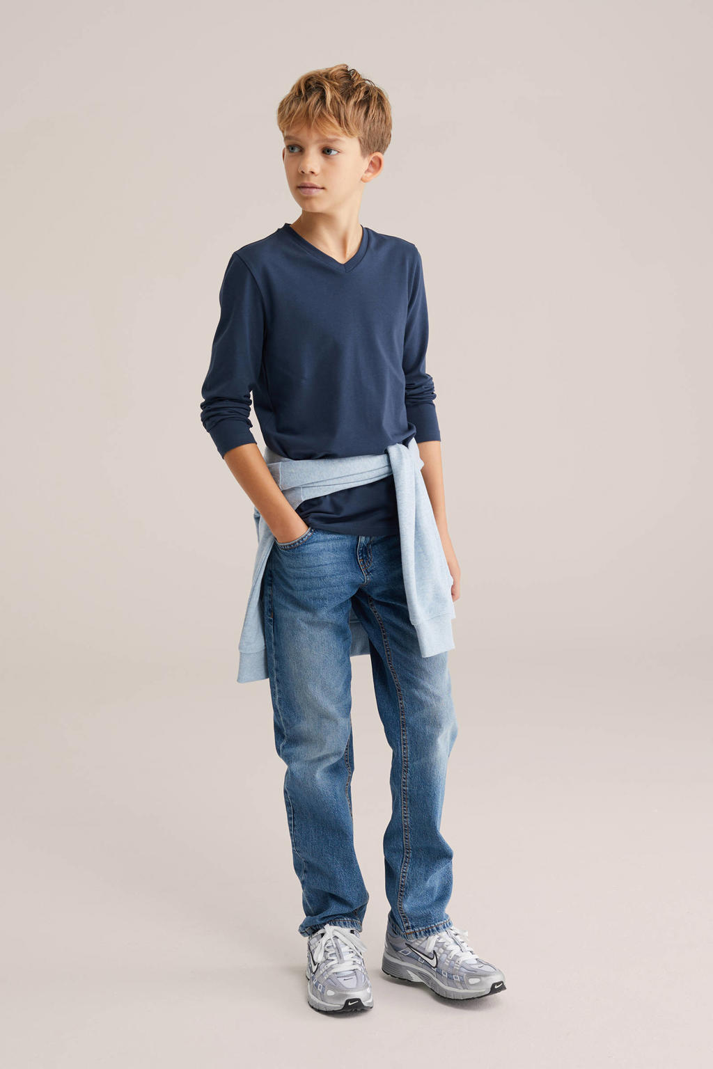 WE Fashion basic longsleeve donkerblauw