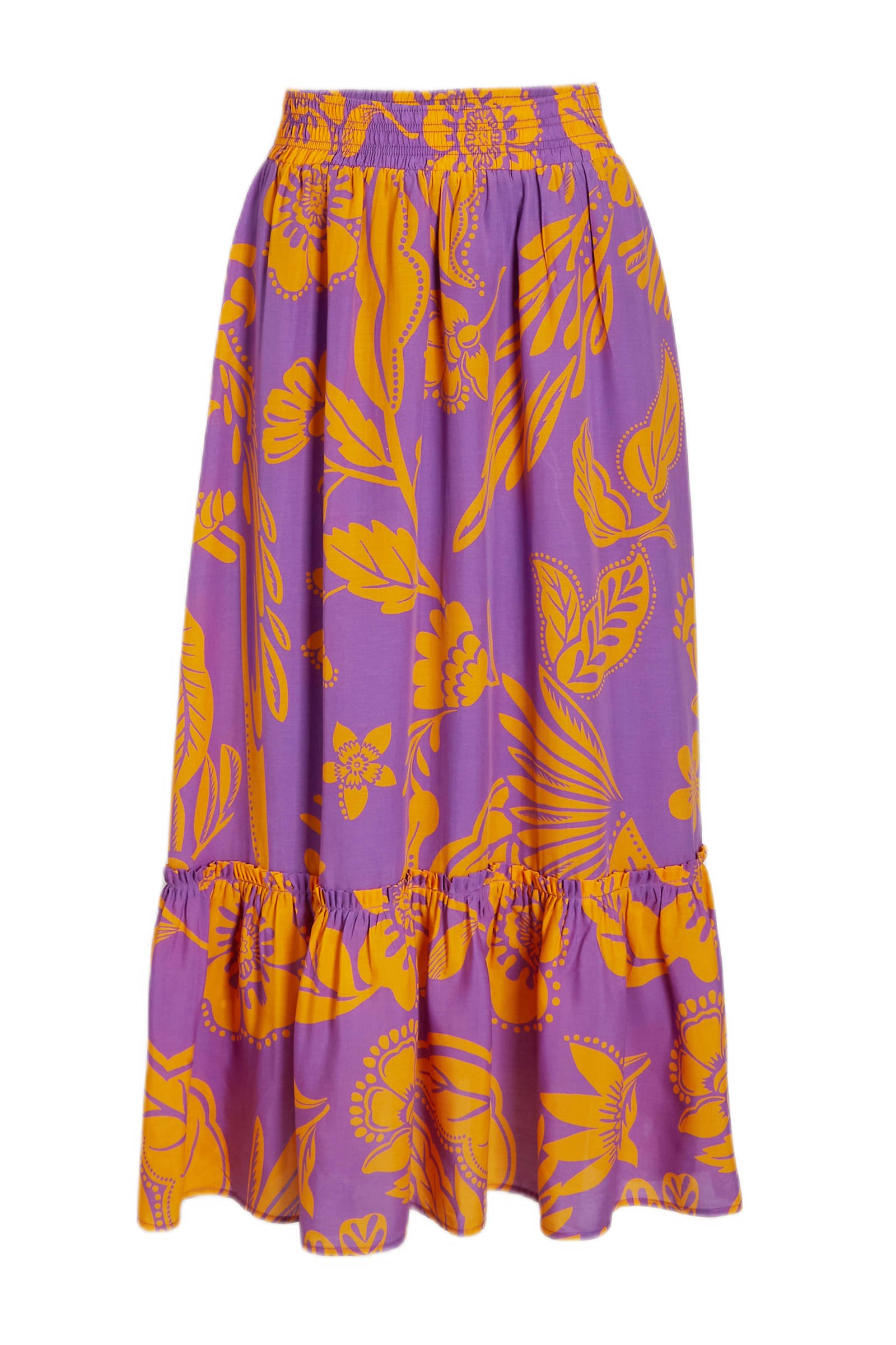 C A maxi rok met all over print paars oranje wehkamp