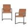 WOOOD Bas Eetkamerstoelen - Pu - Cognac - Set van 2