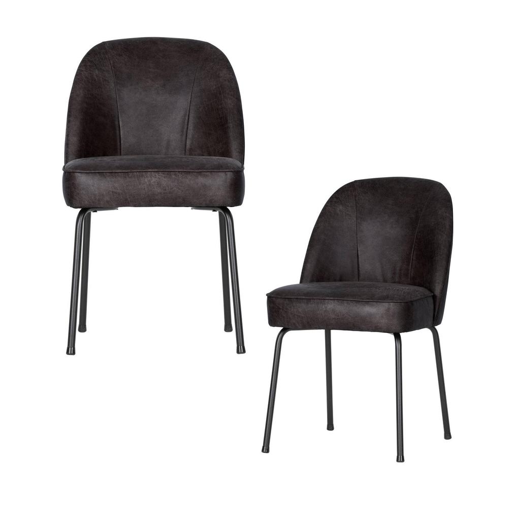 WOOOD WOOOD Vogue Eetkamerstoelen - Leer - Zwart - Set van 2