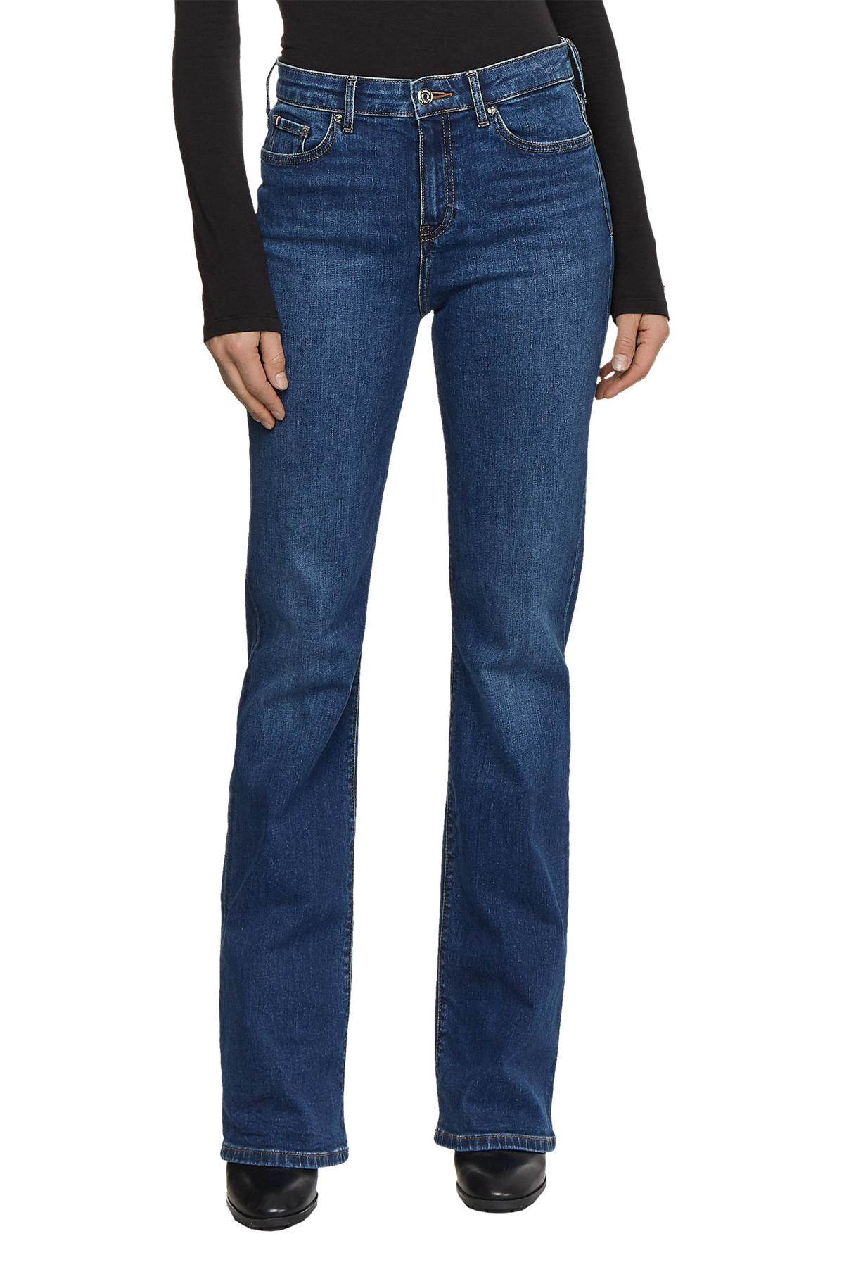 Tommy Hilfiger high waist flared jeans dark denim wehkamp