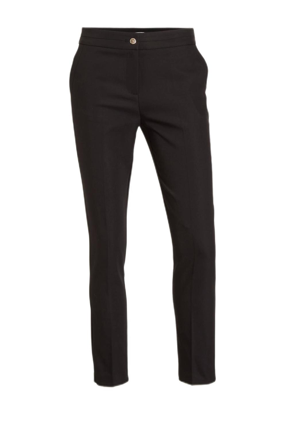 Zwarte dames Morgan cropped low waist slim fit pantalon van katoen met effen