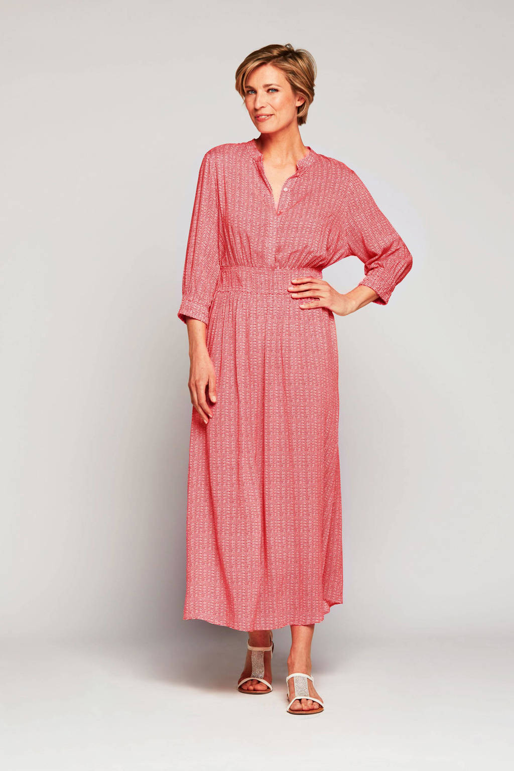 Mart Visser Caroline Tensen Collection by Mart Visser maxi jurk Barcelona met all over print roze/wit