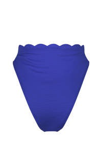 Hunkemöller high leg bikinibroekje Scallop met structuur blauw