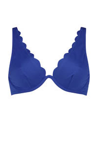 Hunkemöller beugel bikinitop Scallop met structuur blauw