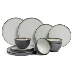 Serviesset Plato Mat 12-delig / 4 personen - 4 dinerborden, 4 ontbijtborden en 4 kommen