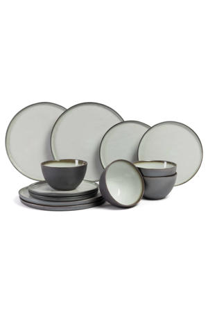 Serviesset Plato Mat 12-delig / 4 personen - 4 dinerborden, 4 ontbijtborden en 4 kommen