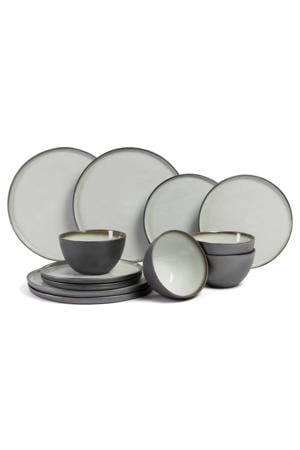 Serviesset Plato Mat 12-delig / 4 personen - 4 dinerborden, 4 ontbijtborden en 4 kommen