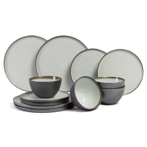 Wehkamp Cosy & Trendy Cosy & Trendy Serviesset Plato Mat 12-delig / 4 personen - 4 dinerborden, 4 ontbijtborden en 4 kommen aanbieding
