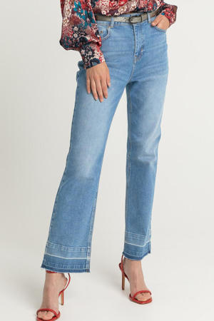 high waist straight fit jeans light denim