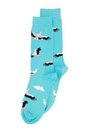 sokken Stork met print cyaan