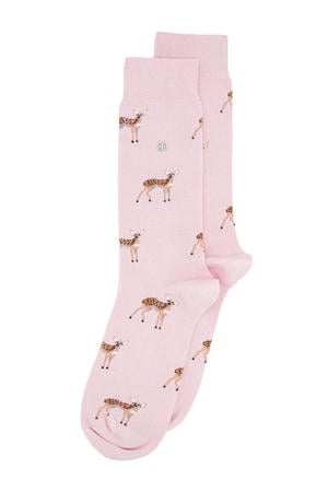 sokken Deer met print lichtroze