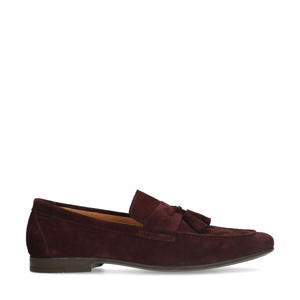   suède loafers donkerrood