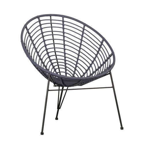 Wehkamp WOOOD Loungestoel Buiten Jane - PE/Metaal - Inkt - 88x72x81 aanbieding