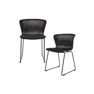 WOOOD Tuinstoel Wings - Polyester - Zwart (set van 2)