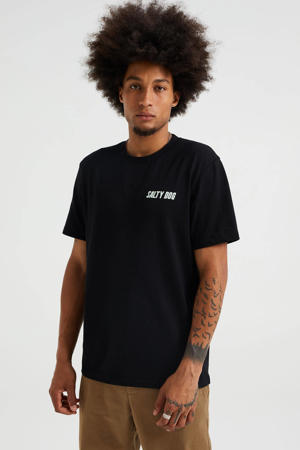 regular fit T-shirt met logo zwart