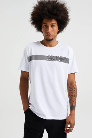 regular fit T-shirt met printopdruk wit