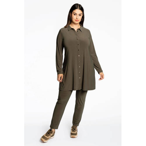 YOEK Travelstof skinny broek kaki afbeelding
