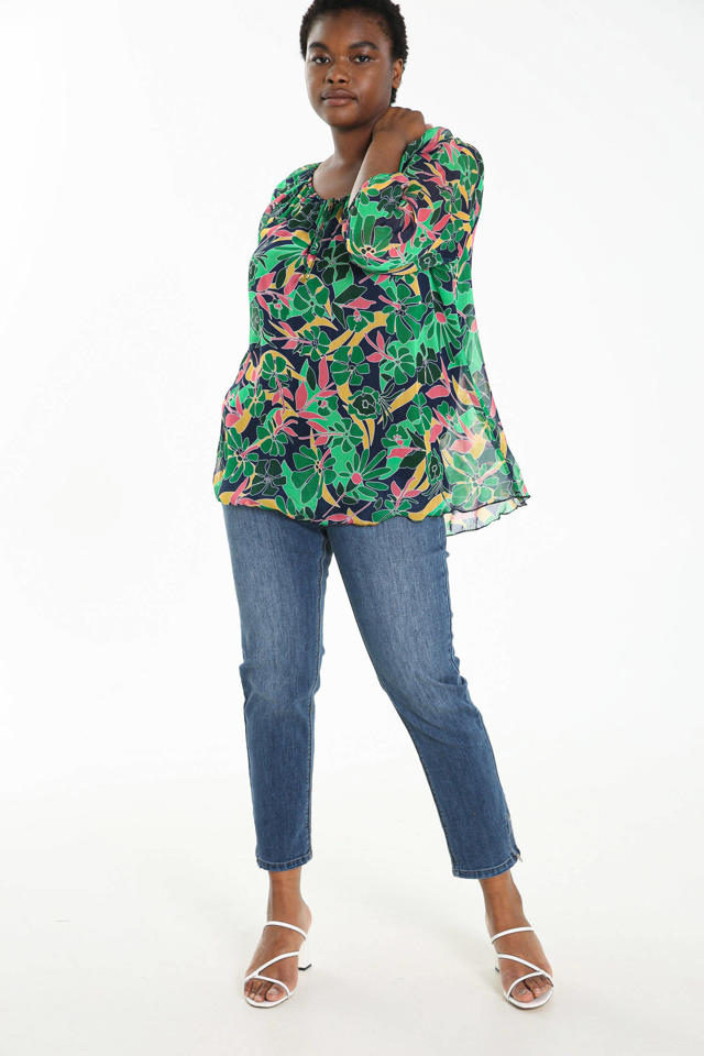 etiket wagon probleem Paprika blouse met bladprint groen/zwart/roze | wehkamp