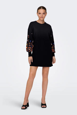 gebloemde sweatjurk ONLBROOKE zwart/geel/blauw/oranje