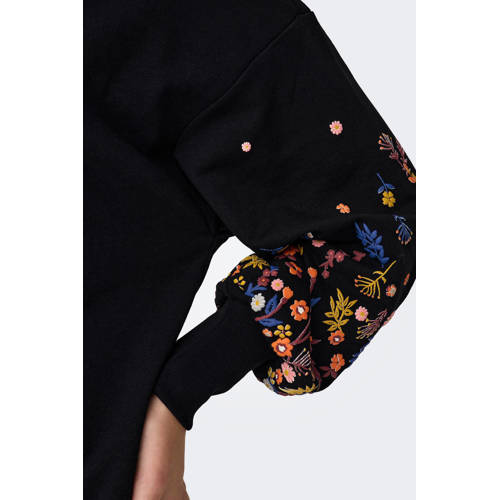 ONLY gebloemde sweatjurk ONLBROOKE zwart/geel/blauw/oranje afbeelding