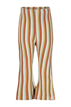 gestreepte flared broek met biologisch katoen beige/groen/lichtblauw