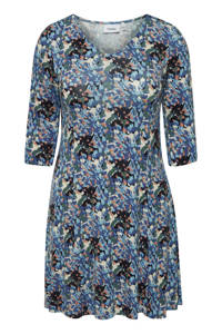 Fransa Plus Size Selection jurk met all over print blauw