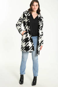 Cassis geruite coat met wol zwart/wit
