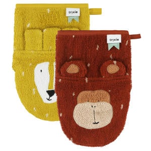 Mr. Lion - Mr. Monkey washandje - set van 2 bruin/geel