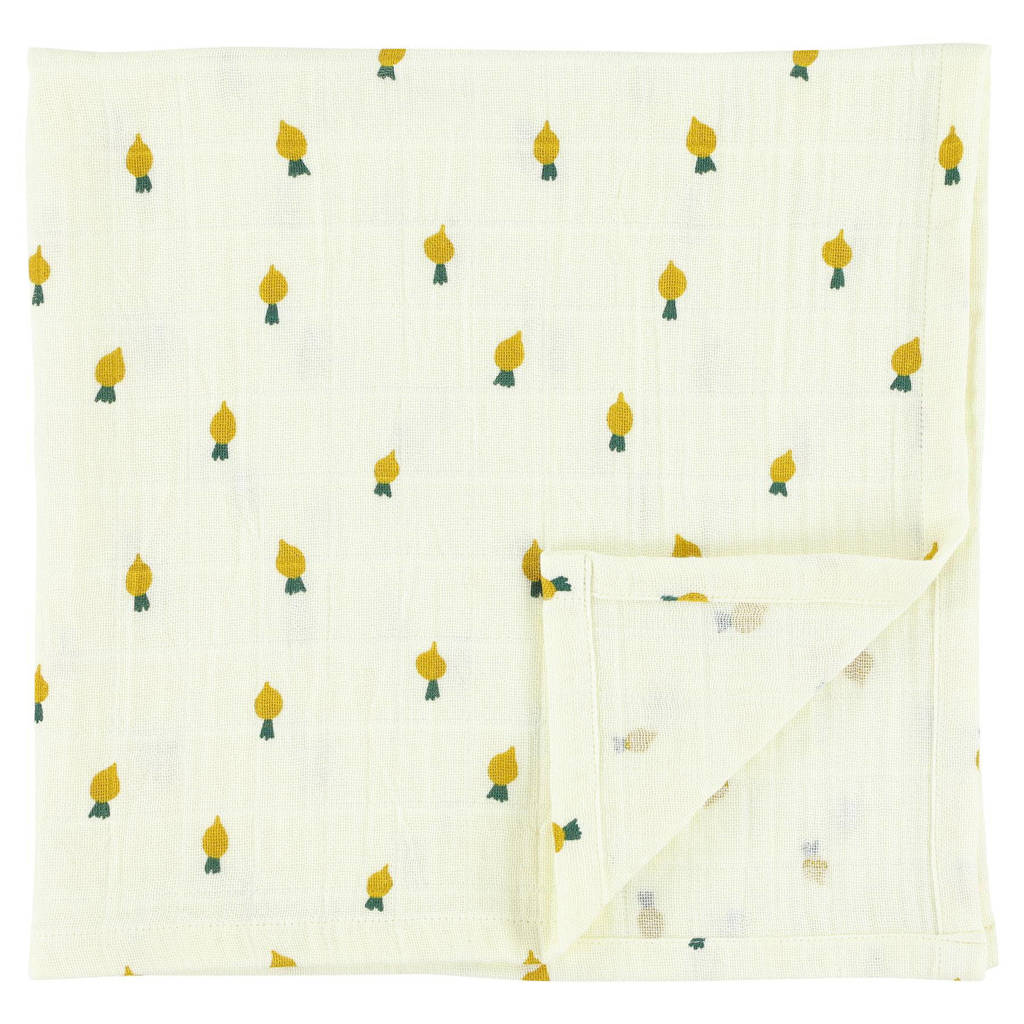 Trixie swaddle Tiny Turnip - set van 2 110x110 cm ecru/geel/groen