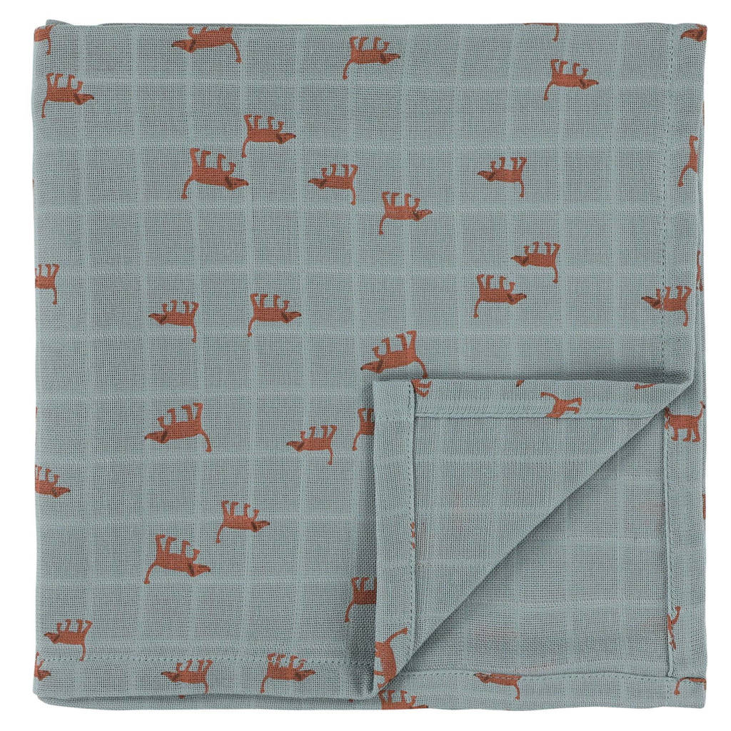 Trixie swaddle Playful Pup - set van 2 110x110 cm blauw/bruin