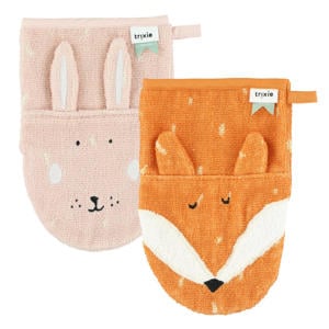 Mrs. Rabbit - Mr. Fox baby washandje - set van 2 roze/oranje