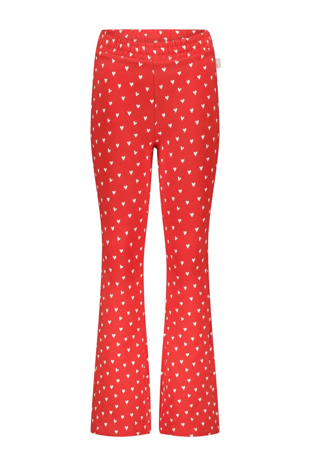 Rood en witte meisjes Moodstreet flared broek van katoen met regular waist en hartjesprint