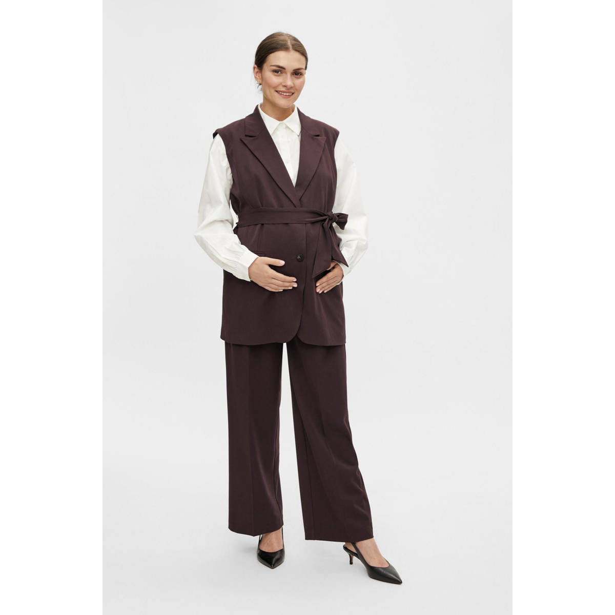 MAMALICIOUS zwangerschapsgilet MLELORA donkerbruin