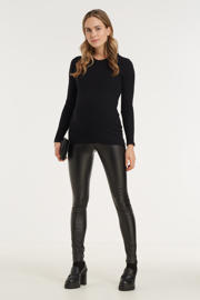 thumbnail: Zwarte dames MAMALICIOUS coated skinny zwangerschapstregging van viscose met regular waist, elastische tailleband en effen