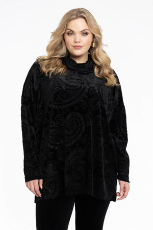 trui met paisleyprint zwart