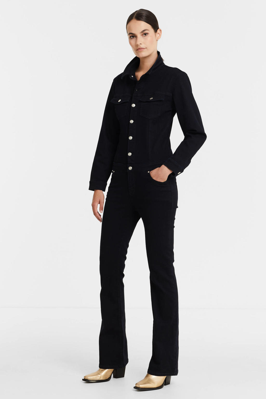 ONLY flared jumpsuit ONLRAIN donkerblauw wehkamp