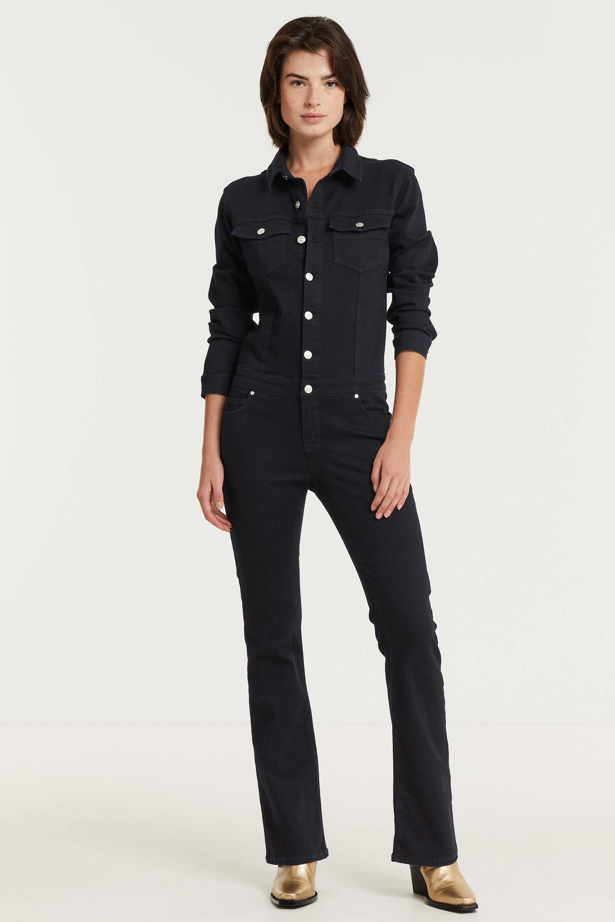 ONLY flared jumpsuit ONLRAIN donkerblauw wehkamp