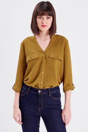 top met all over print olijfgroen
