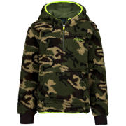 thumbnail: Donkergroene jongens 29FT teddy skisweater met camouflageprint, lange mouwen en capuchon
