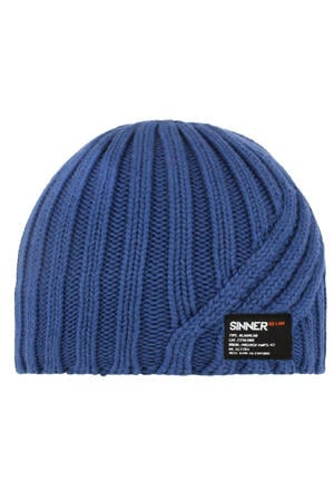 gebreide muts blauw